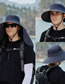 Fashion Navy Blue Polyester Neck Support Big Brim Shawl Bucket Hat