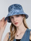 Fashion Light Blue Cotton Short Brim Tie Dye Bucket Hat