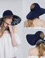 Fashion Navy Blue Cotton Polyester Printed Big Brim Tie Bucket Hat