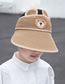 Fashion Bear Straw Hat Khaki Geometric Straw Empty Top Cartoon Big Brimmed Hat