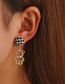 Fashion Ivory Alloy Houndstooth Pearl Bear Stud Earrings