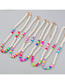 Fashion Blue Powder Geometric Pearl Rice Beads Beaded Heart Necklace