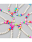 Fashion Pink And White Geometric Pearl Rice Beads Beaded Heart Necklace
