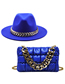 Fashion Khaki Cotton Crinkled Crossbody Bag Chain Jazz Hat Set