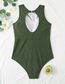Fashion Green Stitching Polyester Cutout Colorblock One Piece Swimsuit