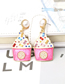 Fashion Mixed Color Alloy Drop Oil Inlaid Pearl Ice Cream Stud Earrings