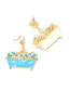 Fashion Mixed Color Alloy Inlaid Pearl Bathtub Oil Stud Earrings
