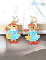 Fashion Mixed Color Alloy Inlaid Pearl Drop Oil Cartoon Character Earrings
