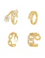 Fashion Gold-4 Copper Set Zircon Geometric Ring