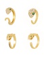 Fashion Gold-4 Bronze Zircon Snake Ring