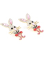 Fashion Mixed Color Alloy Diamond Cartoon Rabbit Stud Earrings