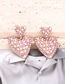 Fashion Mixed Color Alloy Diamond Heart Pearl Stud Earrings