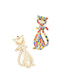 Fashion Mixed Color Alloy Diamond Kitten Stud Earrings