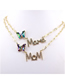 Fashion 2# Bronze Zirconium Mama Butterfly Necklace