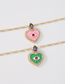 Fashion Green Bronze Zirconium Heart Drip Necklace
