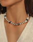Fashion Black And White Resin Billiard Pearl Beaded Necklace