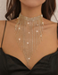 Fashion White K Alloy Diamond Tassel Necklace