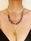 Fashion 11# Geometric Gravel Pearl Beaded Portrait Medal Multilayer Necklace