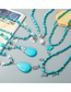 Fashion 9# Long Turquoise Geometric Stud Necklace Bracelet Set