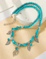 Fashion 9# Long Turquoise Geometric Stud Necklace Bracelet Set
