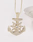 Fashion Gold Bronze Zirconium Anchor Necklace