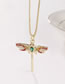 Fashion Color Gold-plated Copper Zirconium Geometric Dragonfly Necklace