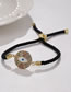 Fashion Cb0322cx Golden Black Rope Bronze Gold Plated Zirconium Eye Geometric Beaded Bracelet