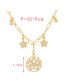 Fashion Gold Bronze Zircon Pentagram Pendant Necklace