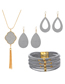 Fashion 7# Alloy Leather Gold Powder Geometric Necklace Stud Bracelet Set