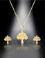 Fashion Gold Titanium Steel Hollow Tree Of Life Necklace Stud Earrings Set