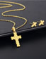 Fashion Gold Stainless Steel Glossy Cross Necklace Stud Earrings Set