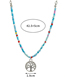 Fashion Blue Alloy Colorful Rice Beads Beaded Hollow Tree Of Life Necklace