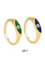 Fashion Green Alloy Diamond Geometric Ring