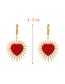 Fashion Red Wine Titanium Resin Heart Pendant Earrings