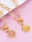 Fashion Gold-2 Bronze Zirconium Alphabet Mama Lobster Buckle Necklace