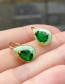 Fashion Green Copper Inlaid Zirconium Oil Drop Earrings