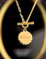 Fashion Gold Titanium Alphabet Circle Ot Buckle Necklace