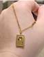 Fashion Gold Printed Cutout Heart Square Necklace