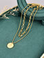 Fashion Gold Titanium Steel Portrait Medal Chain Double Layer Necklace