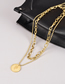Fashion Gold Titanium Steel Portrait Medal Chain Double Layer Necklace