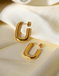 Fashion Gold Titanium Steel Gold Plated U-shaped Earrings