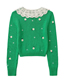 Fashion Green Geometric Knitted Embroidered Sweater