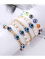 Fashion Gold Beads And Diamonds With Blue Round Eyes Resin Geometric Beaded Eye Bracelet