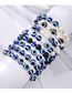 Fashion Pearl Blue Eye Silver Flower Bracelet Resin Eye Volcanic Stone Beaded Bracelet