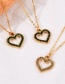 Fashion Dark Grey Titanium Steel Zircon Heart Pendant Necklace