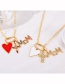Fashion White Copper Inlaid Zircon Drop Oil Love Cross Letter Mom Pendant Necklace
