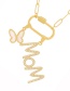 Fashion Color Bronze Zircon Alphabet Mom Shell Butterfly Pendant Necklace