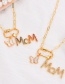 Fashion Color Bronze Zircon Alphabet Mom Shell Butterfly Pendant Necklace
