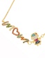 Fashion Color Copper Set Zircon Alphabet Mom Pendant Necklace For Girls