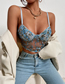 Fashion Sky Blue Lace Embroidered Open-back Fishbone Vest